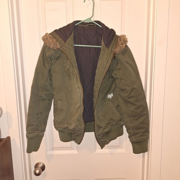 Fox Racing Collection Women's Army Green Hooded Jacket Plus Free Patch - Picture 1 of 10